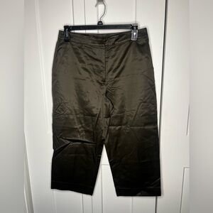 LOFT Ann Taylor Olive Satin Cropped Pants Women's Size 14